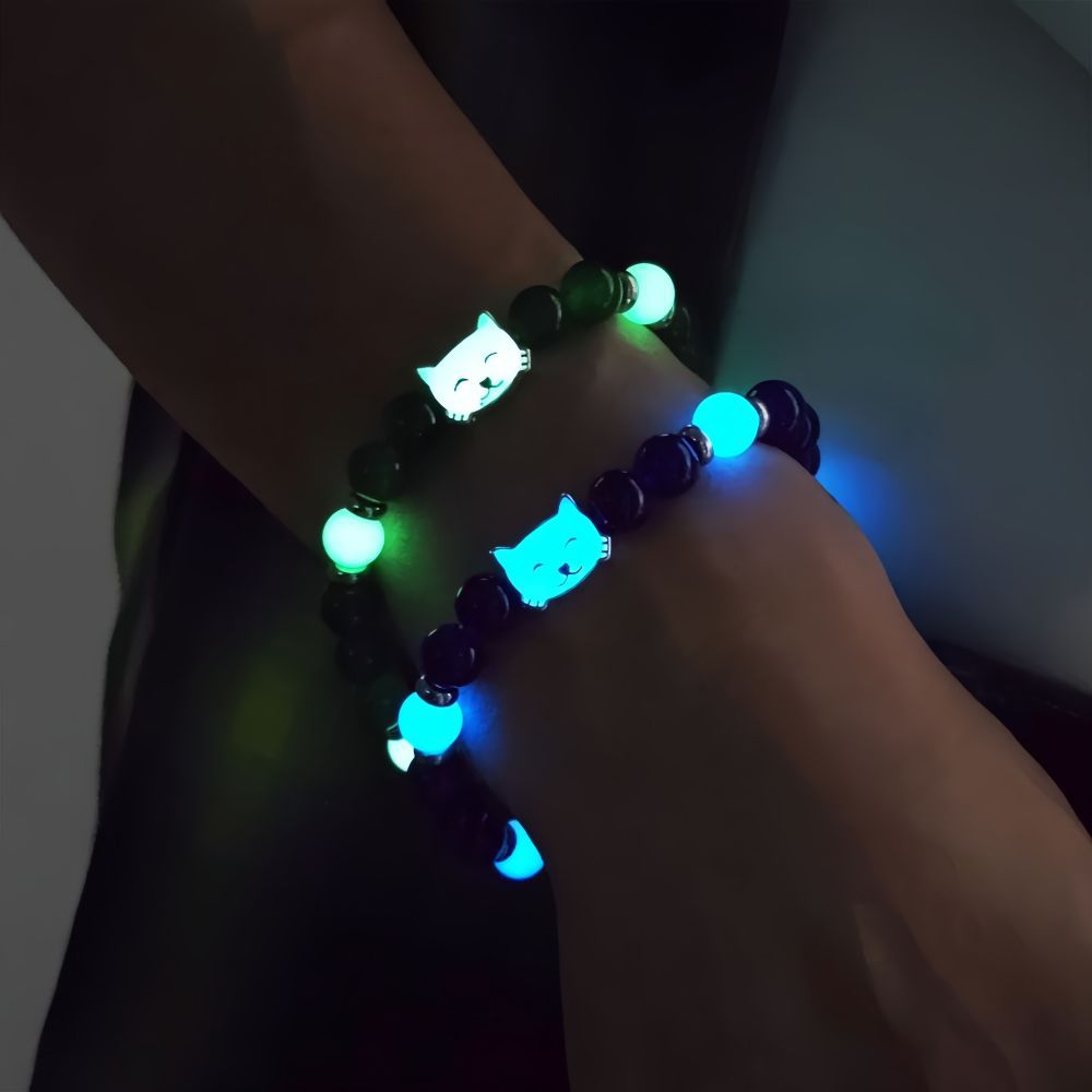 Wholesale luminous alloy double-sided luminous cat bracelet