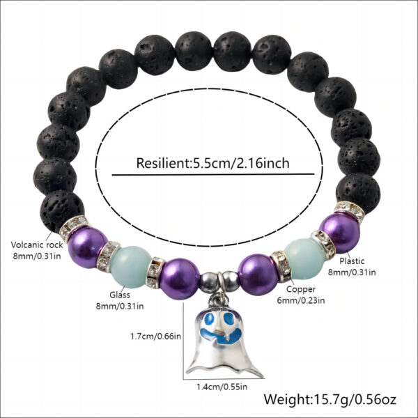 Wholesale Halloween Glow-in-the-Dark Little Ghost Natural Volcanic Stone Ghost Bracelet