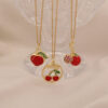 Wholesale Cute Cherry Strawberry Pendant Necklace Clavicle Chain Stainless Steel Necklace