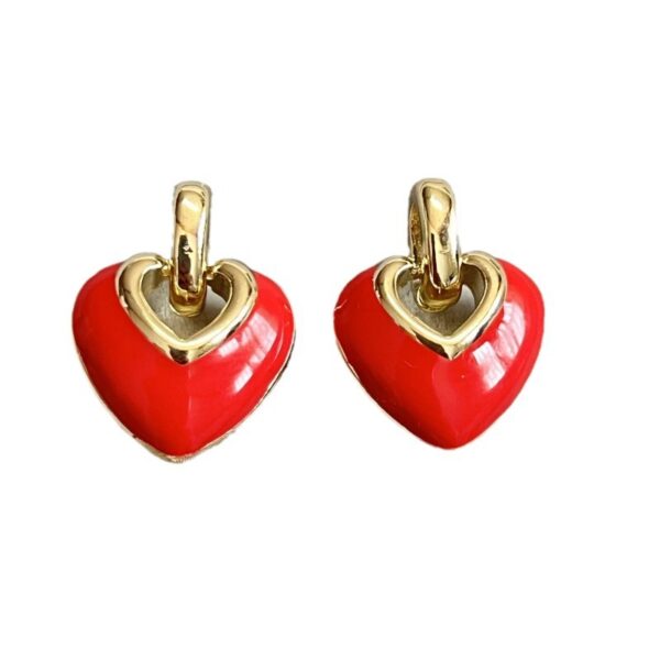 Wholesale Heart shaped Double-sided Glaze Drop Earrings