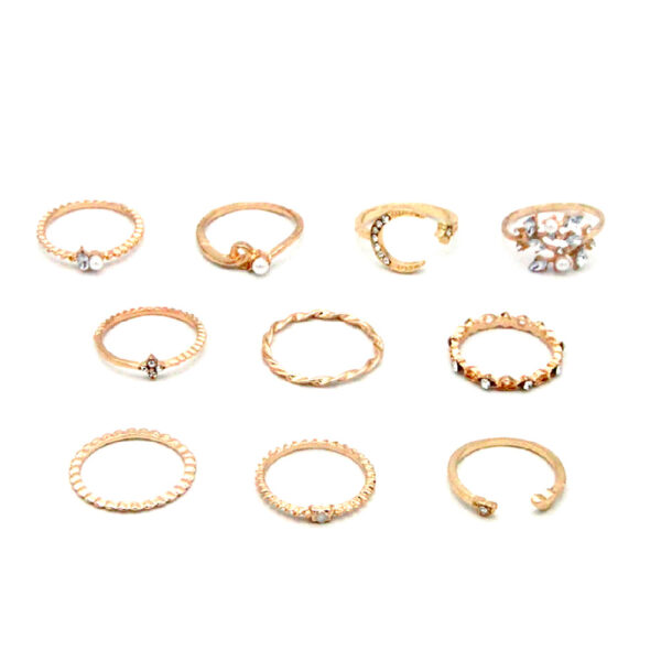 Wholesale Bohemian Star Moon Diamond Heart Pearl Ring