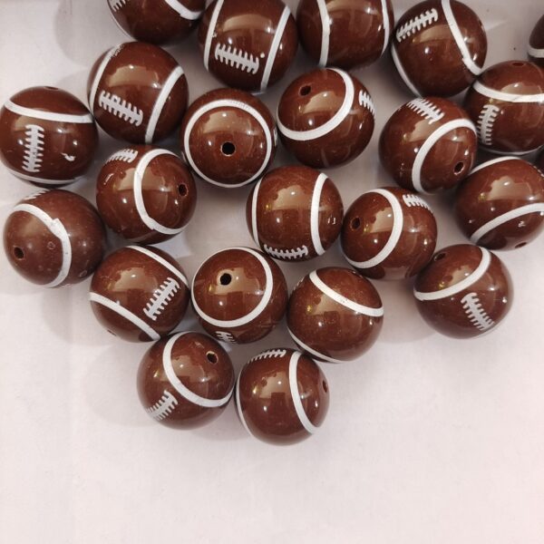 Wholesale 5pcs 20MM Brown Rugby Printed Beads