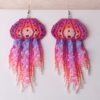 Wholesale Ocean jellyfish tassel rice bead woven Bohemian earrings