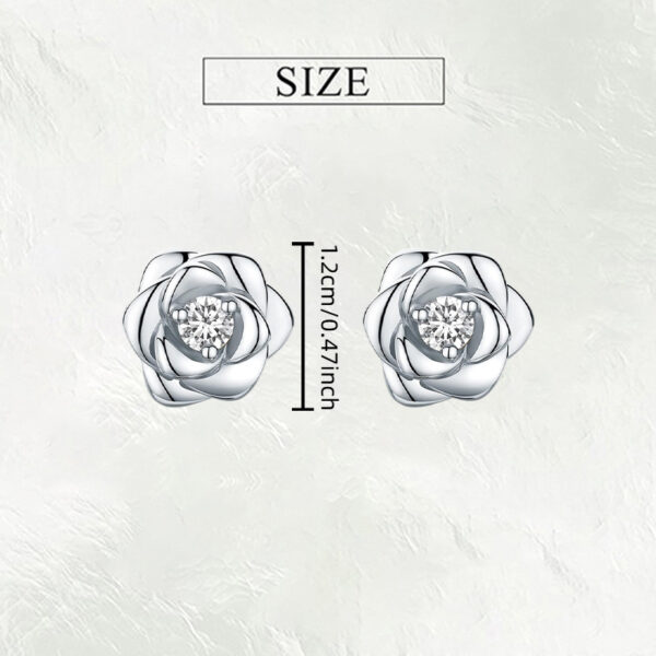 Wholesale Silver rose studded earrings with diamonds