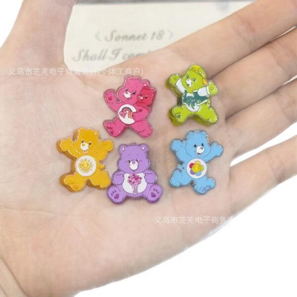 Wholesale 10pcs embossed cartoon rainbow bear acrylic beads