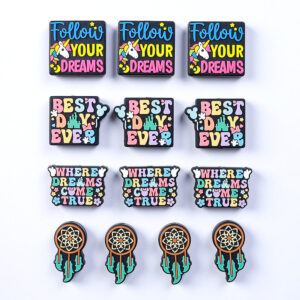 Wholesale 20PCS Creative Cartoon Letters Focus Beads Dream Catcher Silicone Beads