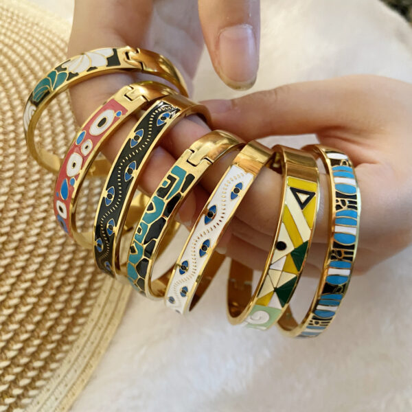 Wholesale Retro Oil Dripping Bracelets, Eye Bracelets, Stainless Steel Bracelets