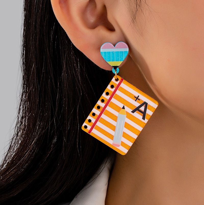 Wholesale Teacher's Day Pencil Printed Letter Love Acrylic Earrings