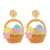 Wholesale Cute Easter Bunny Egg Pink Bow Earrings