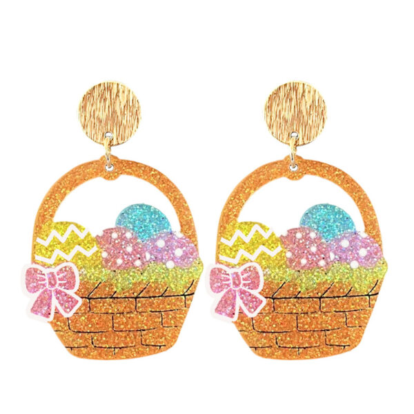 Wholesale Cute Easter Bunny Egg Pink Bow Earrings