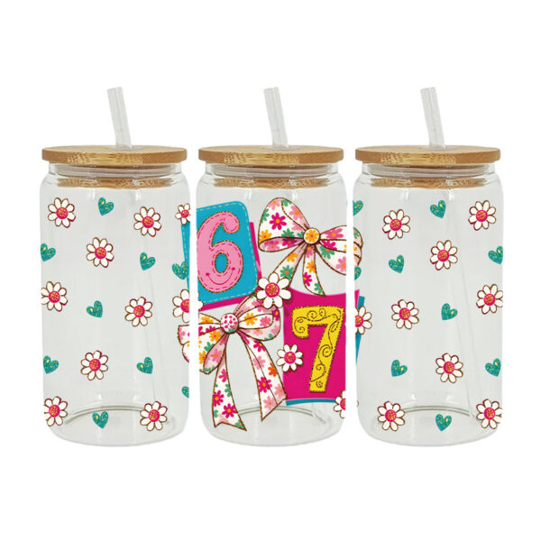 Wholesale UV transfer sticker for glass cups crystal label crystal sticker 16OZ UV DTF WRAPS