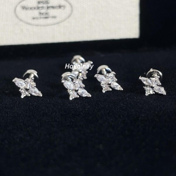 Wholesale Super Flash Horse Eye Zircon Cross Titanium Steel Earrings