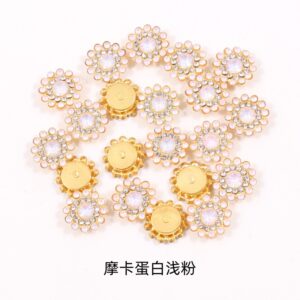 Mocha light pink protein / 14mm three-layer sunflower (glass diamond)
