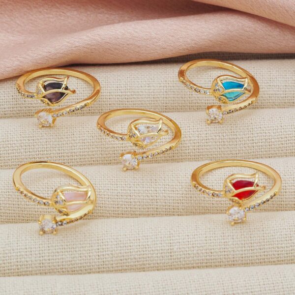 Wholesale Tulip Ring Copper Gold-Plated Simple Niche Flower Ring