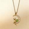 Wholesale Love Moon Diamond Cute Cat Necklace