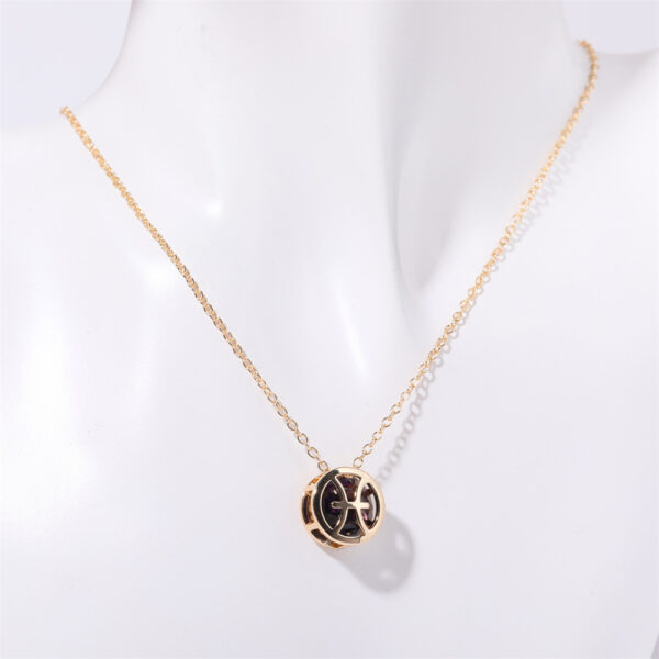 Wholesale Double sided hollow twelve constellation gold-plated necklace