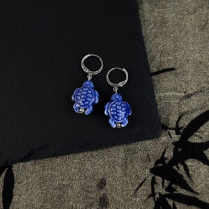 blue and white turtle earrings