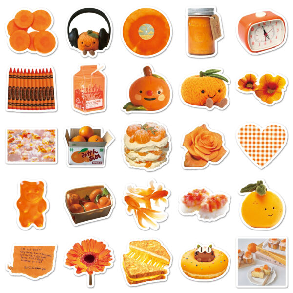 Wholesale 50 cute cartoon orange dessert doodle stickers