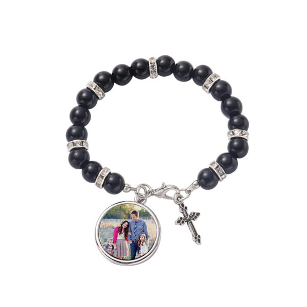 Wholesale Easter Blank Sublimation Rosary Pendant Necklace Cross Bracelet