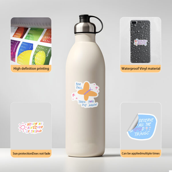 Wholesale 50pcs inspirational phrase labels, waterproof vinyl stickers