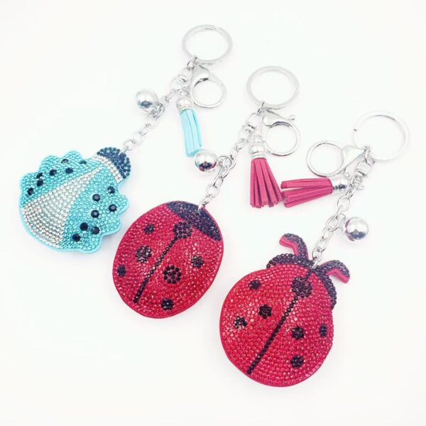 Wholesale Creative cartoon velvet rhinestone carapace ladybug Cute Keychain