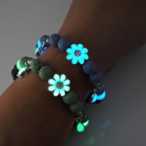 Wholesale Luminous Little Sun Flower Volcanic Stone Bead Bead Bead Bracelet