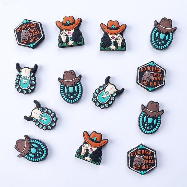 Wholesale 20PCS Cow Head Denim Food Grade Silicone Beads