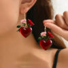 Wholesale Valentine's Day heart-shaped red rose acrylic earrings