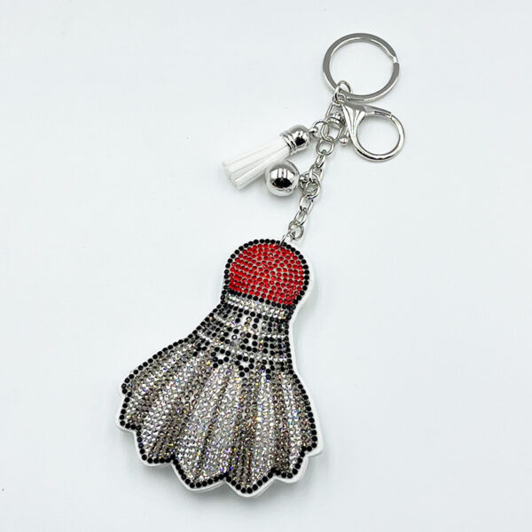 Wholesale fashion tassel bag rhinestone feather badminton keychain