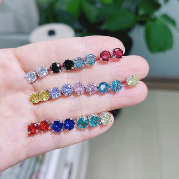 Wholesale Colored zircon four prong stud earrings