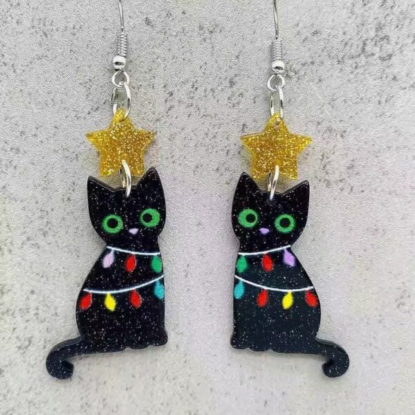 Wholesale Christmas Tree Lights Black Cat Bat Acrylic Earrings