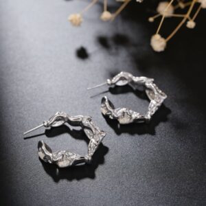 Wholesale Copper Metal Folded Hoop Earrings