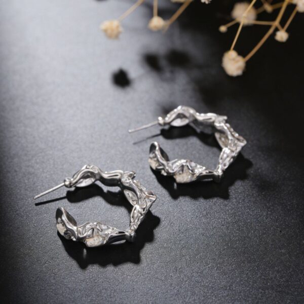 Wholesale Copper Metal Folded Hoop Earrings