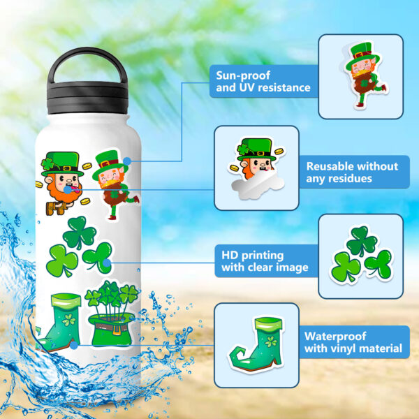 Wholesale 50pcs St. Patrick's Theme Clover Hat Party Waterproof Vinyl Stickers