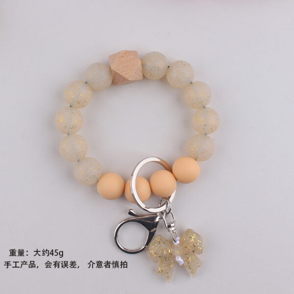 Wholesale Bow Silicone Key Bracelet Colorful Silicone Beads Handmade Gift Keychain Pendant