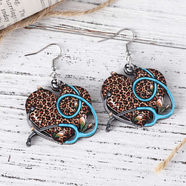 Wholesale Heart Pendant Earrings Wooden Double-Sided Earrings Gift