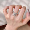 Wholesale Brushed silver butterfly opening adjustable ring