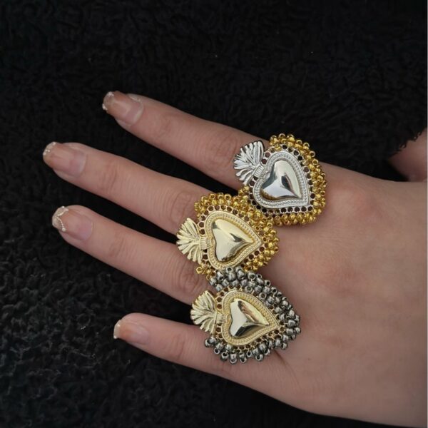 Wholesale Love Gold and Silver Sacred Heart Ring