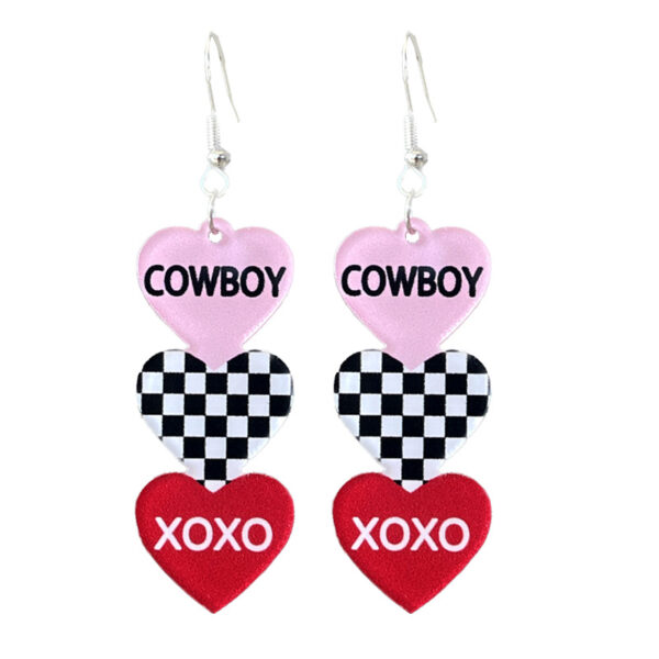 Wholesale Valentine's Day Text Candy Multi-colored Heart Acrylic Earrings