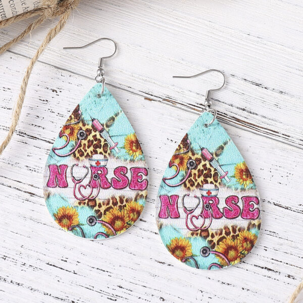 O1CN01BGlKNE1ZzQHXZNs5f_2214986983265-0-cib Wholesale Nurse's Day western style leopard print sunflower leather pendant earrings