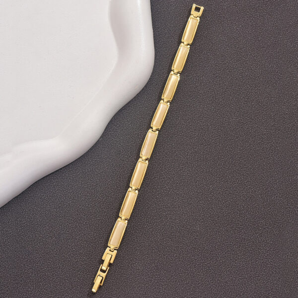 Wholesale Geometric rose gold cat eye stone bracelet