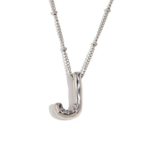 Party Balloon Letter Pendant Necklace-steel color-J