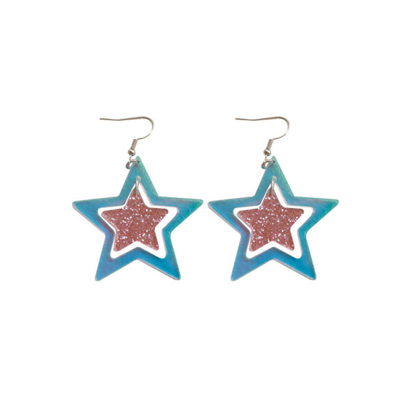 Wholesale Acrylic Laser Fantasy Five-Pointed Star Earrings Cut Out Star Earrings