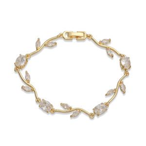 Gold white diamond tulip bracelet