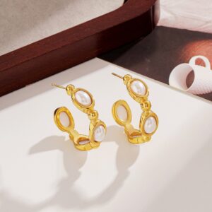 O1CN01BKQ4iU1pA9mmedX84_2219486875319-0-cib Wholesale Large C-shaped Stainless Steel Earrings with Imitation Pearls