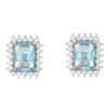 Wholesale Shallow Sea Blue Rectangular S925 Sterling Silver Stud Earrings