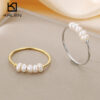 Wholesale Freshwater pearl titanium steel circular thin ring