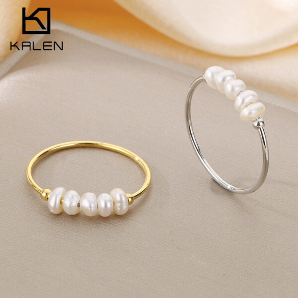 Wholesale Freshwater pearl titanium steel circular thin ring