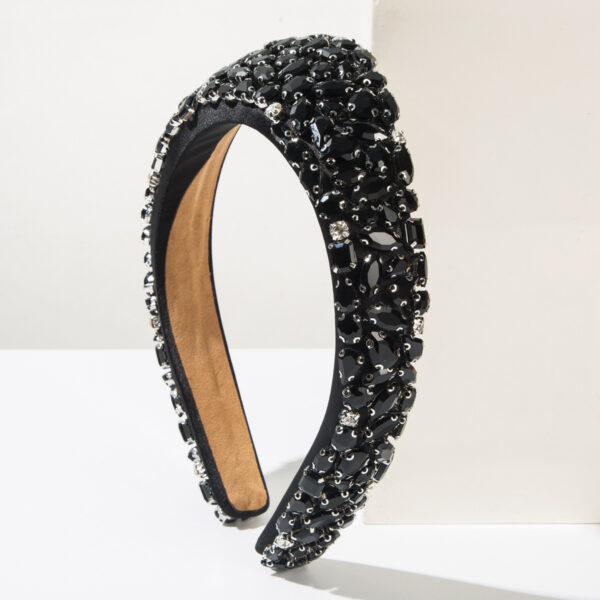 Wholesale Retro Baroque Glass Diamond Crown Wide Edge Headband