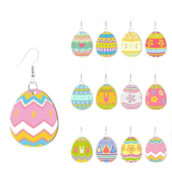 Wholesale Easter Colorful Egg Acrylic Festival Earrings